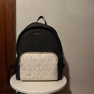 Michael Kors Monogram Black and Cream Backpack
